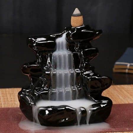 AngelCity Mountain Stream Shape Smoke Backflow Incense Burner Tower Holder Waterfall Porcelain Buddhist Creative Ceramic Censer
