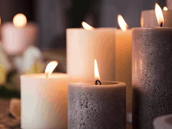 Decorative image of gray and white candles
