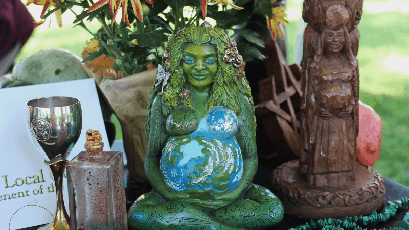 Decorative image of a mother goddess statue