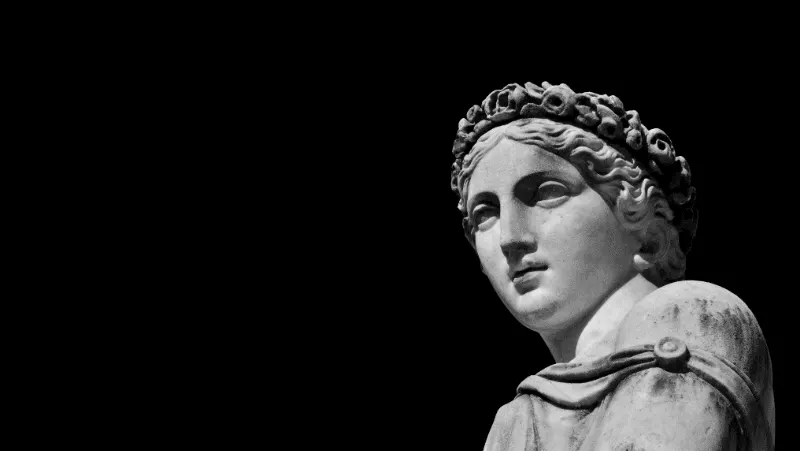 Decorative image of a goddess statue