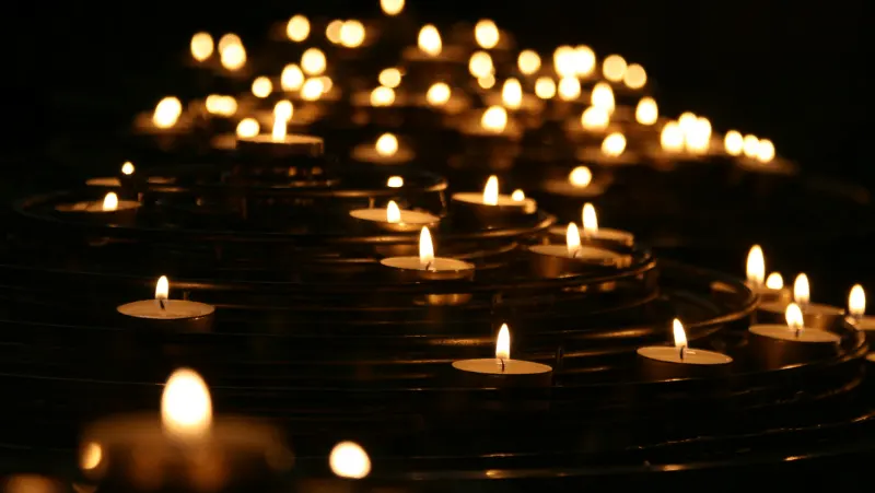 Decorative Image Of lit tea light silver candles