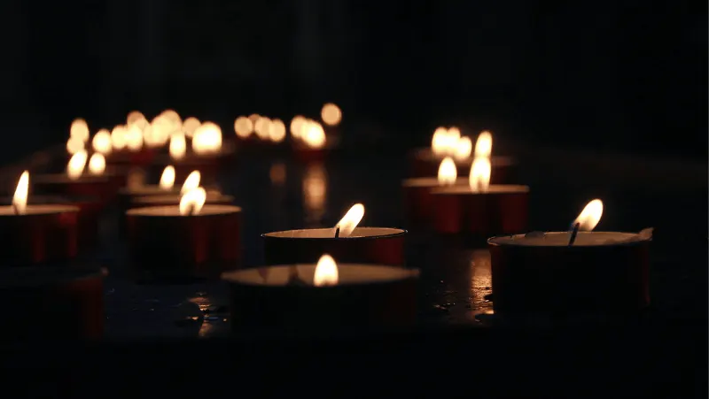 Decorative Image Of tea light candles at night