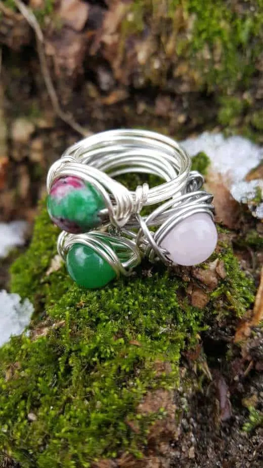 Green Aventurine Wire-Wrapped Ring