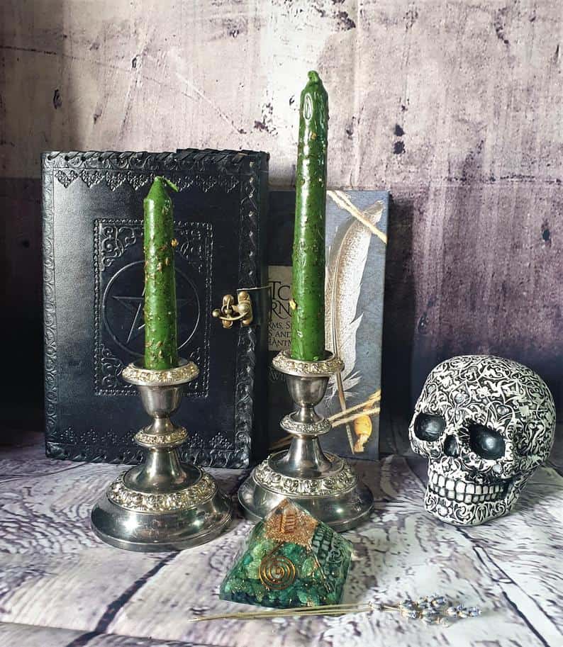 Green Ritual Spell Altar Candle
