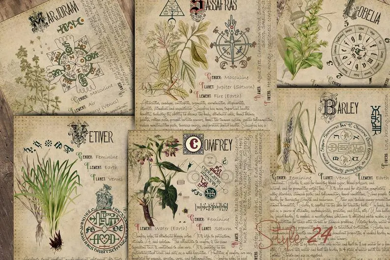 Witchcraft Grimoire Herbal Pages