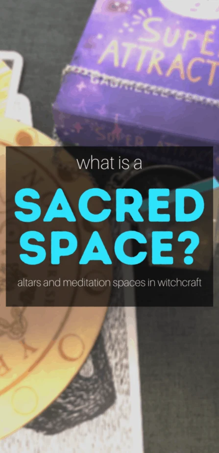 What is a sacred space? Altars and meditation space in witchcraft. A witch altar with a pendulum, pendulum board, and oracle cards.
