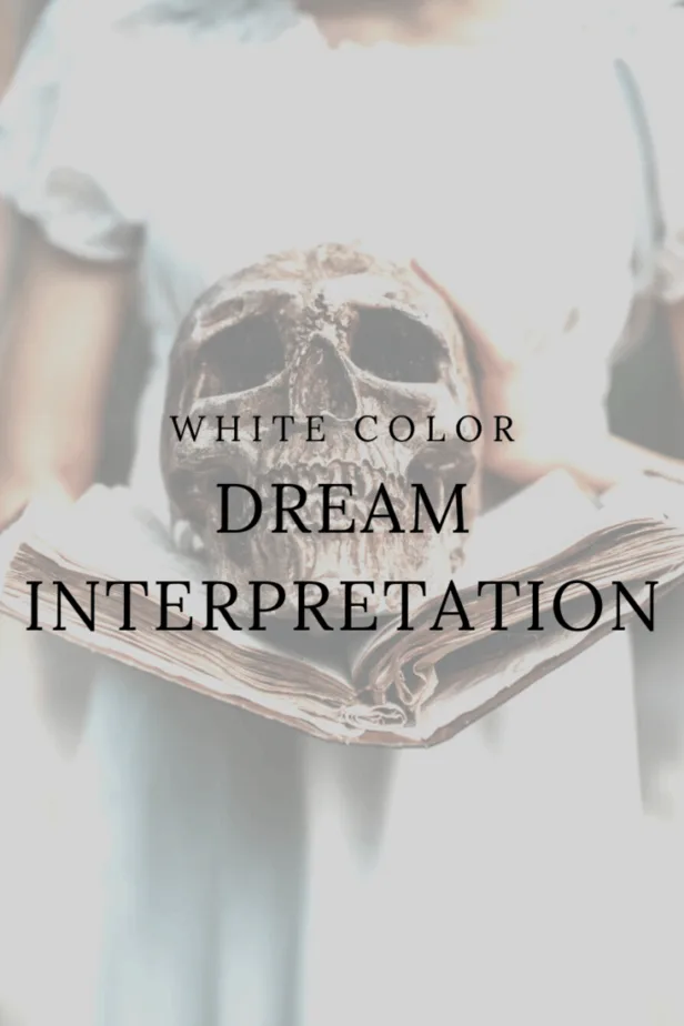 White color dream interpretation. A woman holding a skull in a book.