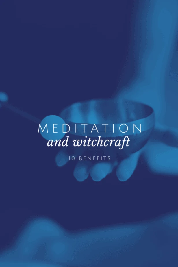 Meditation and witchcraft: 10 benefits. A woman holding a Himalayan singing bowl as she meditates.