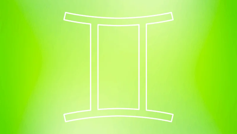 Gemini astrological symbol on a green gradient