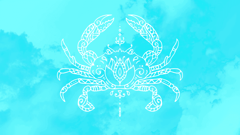 Crab cancer sign on a cyan gradient background