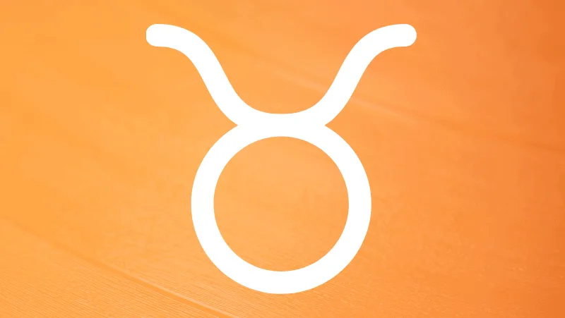 Astrological symbol for Taurus against a yellow orange gradient