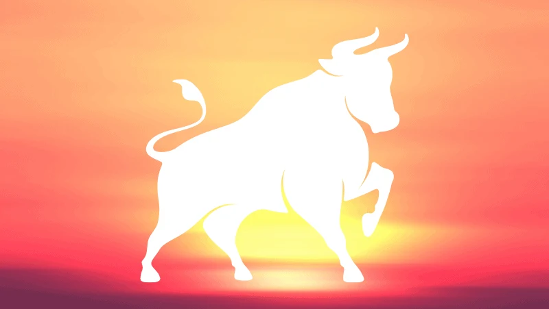 Taurus Sun Bull against a sun gradient