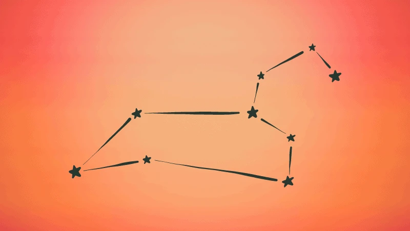 Leo sun constellation on orange gradient background
