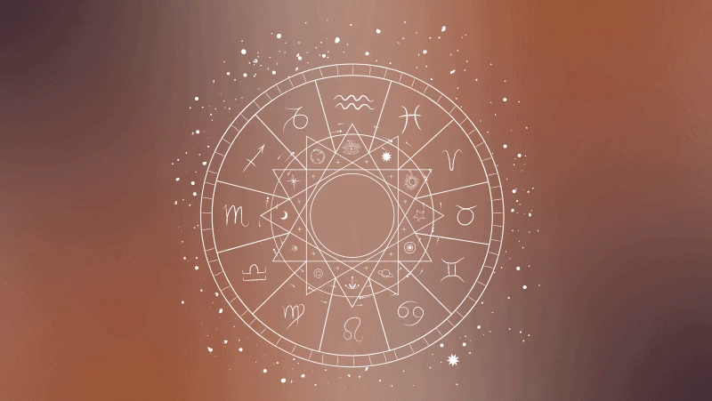 Astrology natal chart on a brown gradient background