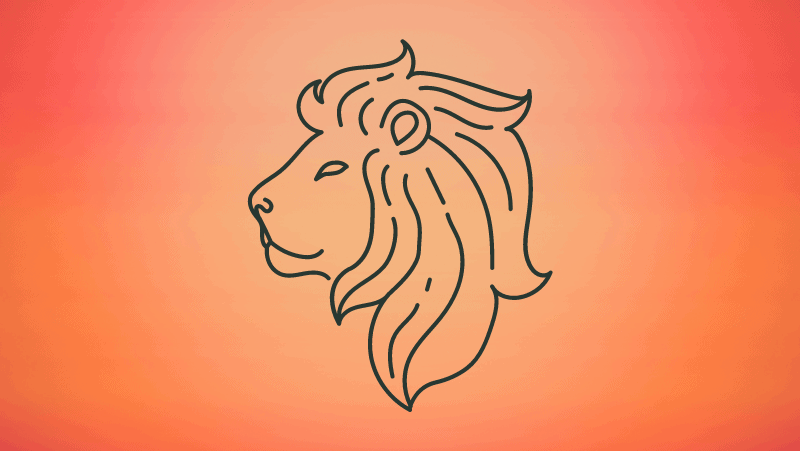 Lion head on orange gradient background