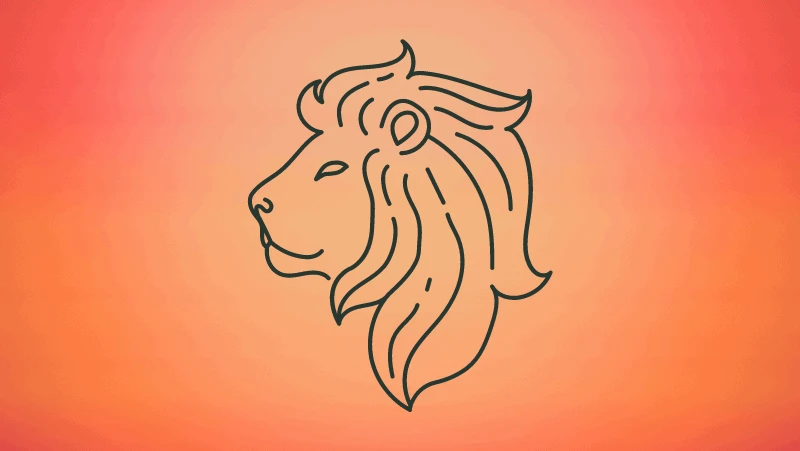 Lion head on orange gradient background