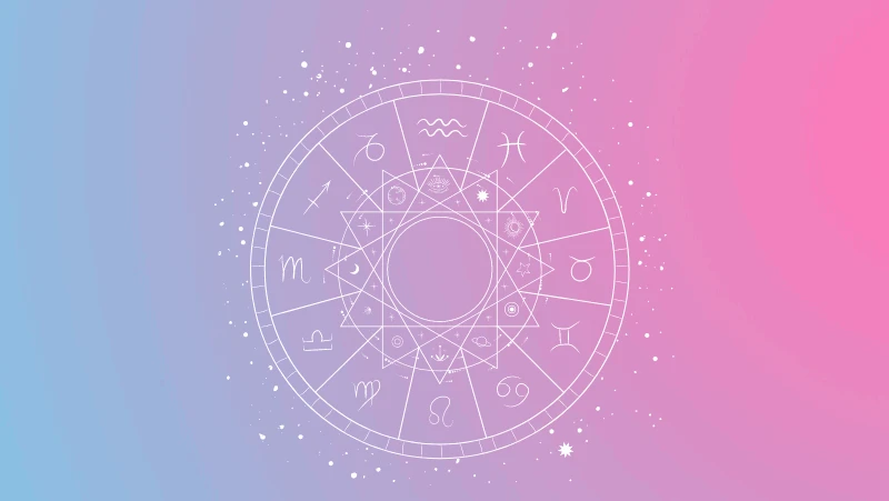 Astrology chart on a pink and blue gradient for Libra sun in the natal chart