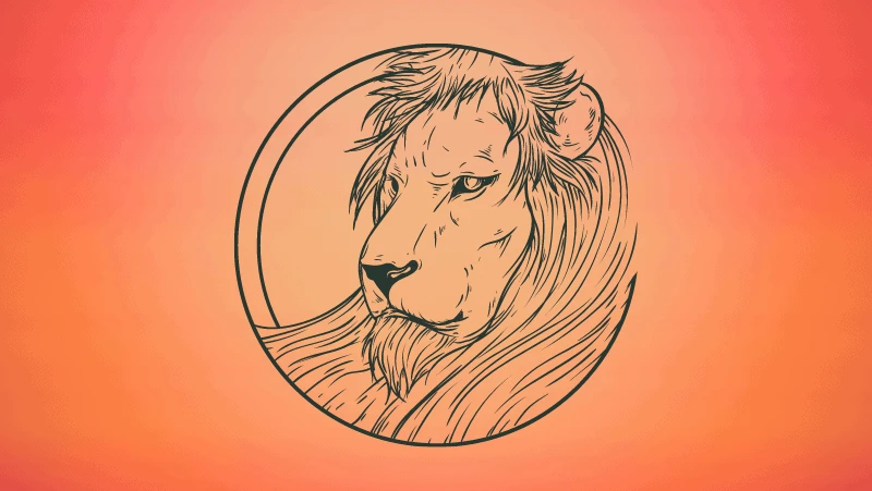 Leo lion on orange gradient background