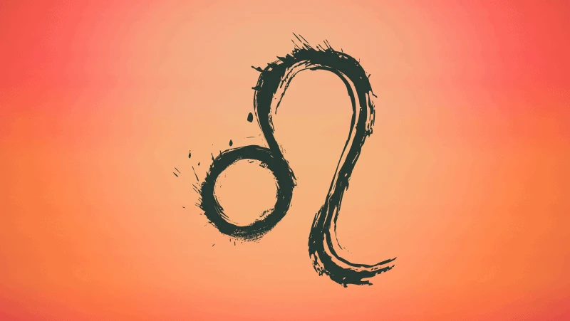Leo symbol on orange gradient background