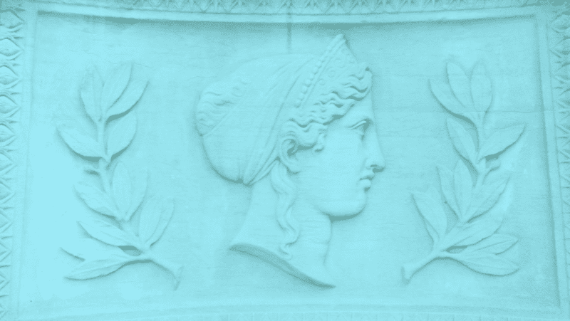 Statue of Hera on blue