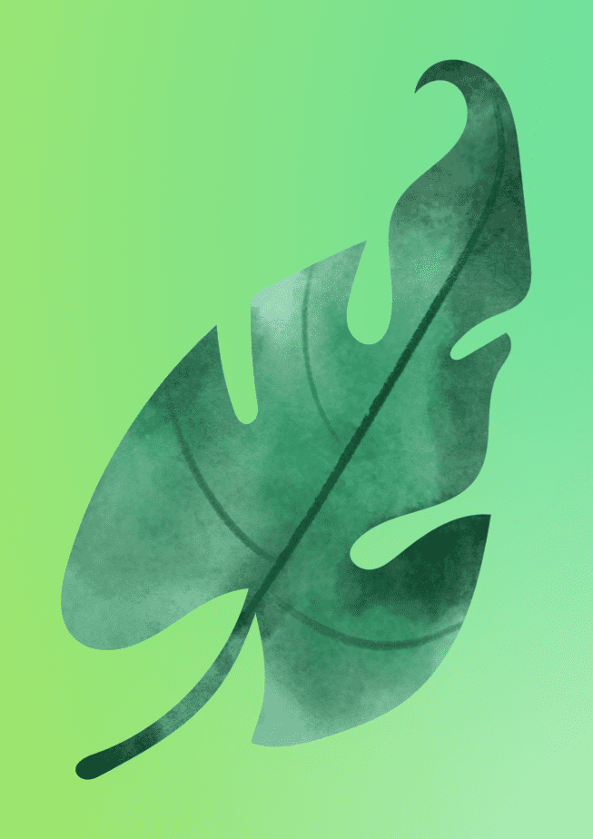 Eco-friendly witchcraft green leaf green background gradient