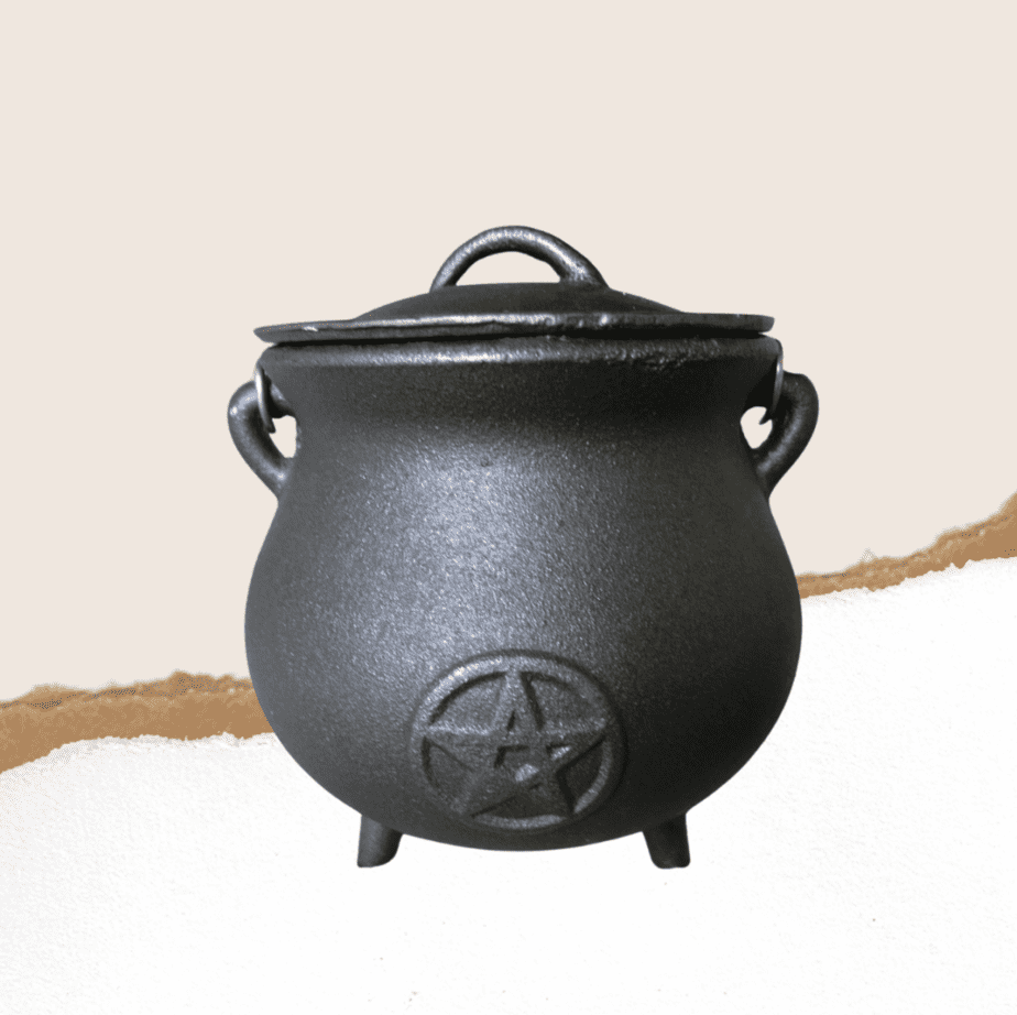 pagan cauldron with pentacle