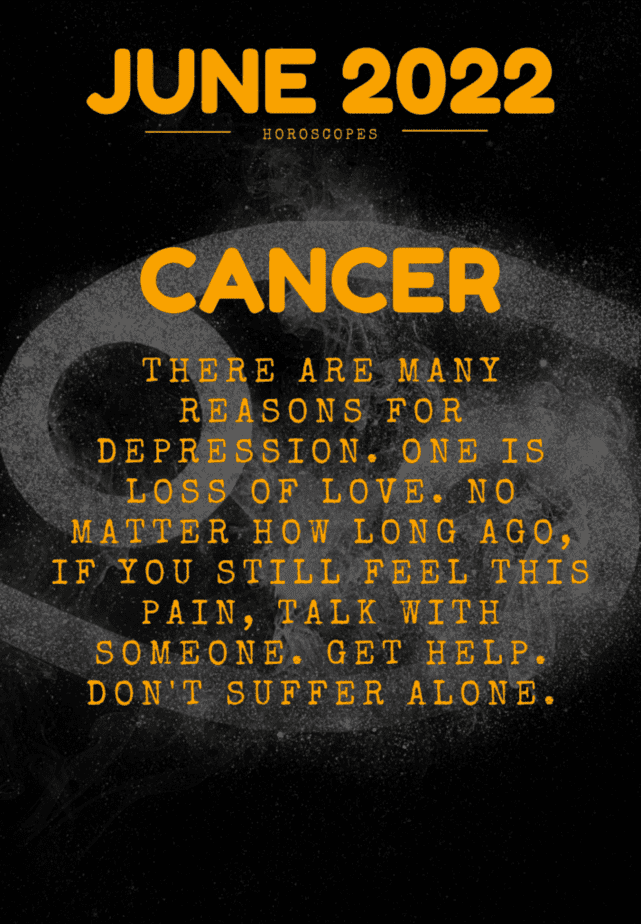 Cancer horoscope for June 2022 with astrological symbolism in the image