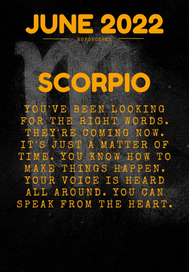 Scorpio horoscope for June 2022 with astrological symbolism in the image