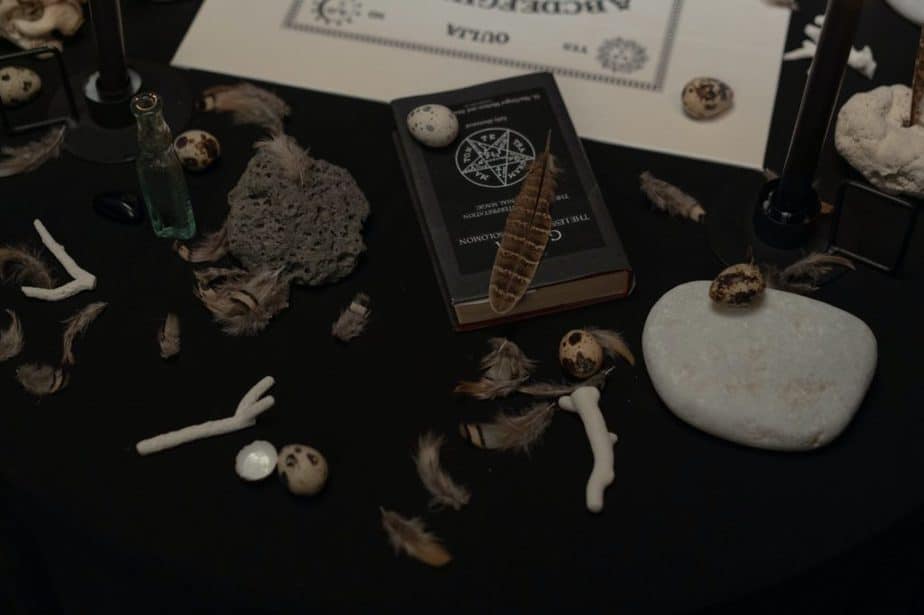 different artifacts on the black table
