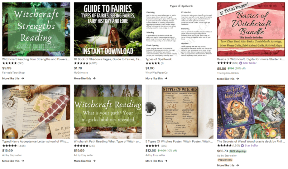 Learning about witchcraft with Etsy