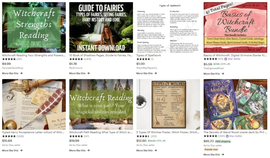 Learning about witchcraft with Etsy