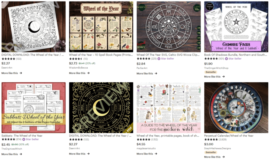Learn about the wheel of the year on Etsy