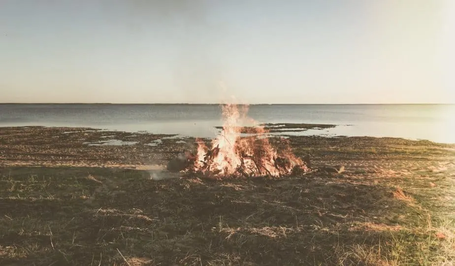 Bonfire near the sea during midsummer night