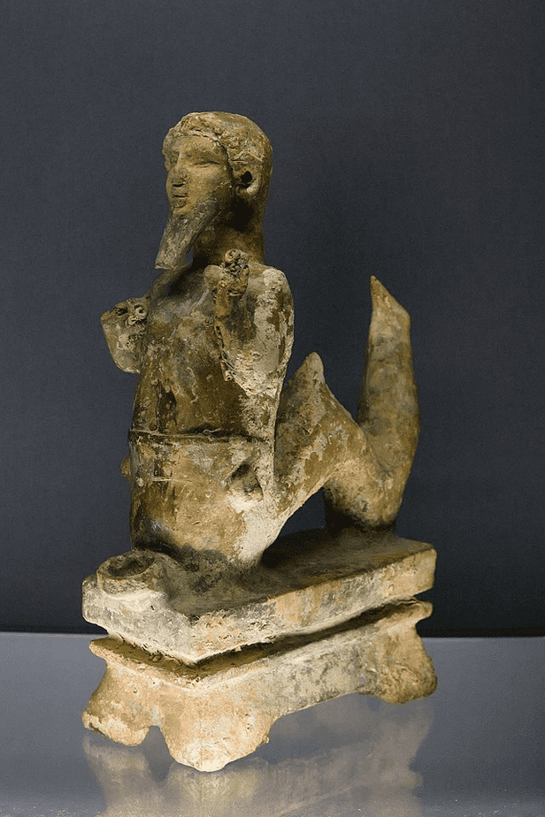 Bearded man with the bottom of the body in the shape of a fish. Representation of the god Baal, the main divinity of the Phoenician city of Arwad in Syria.