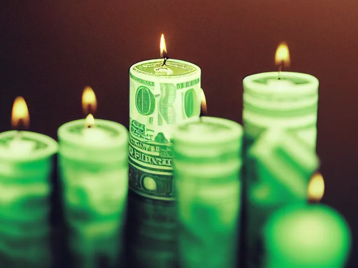 Dollar bill candles