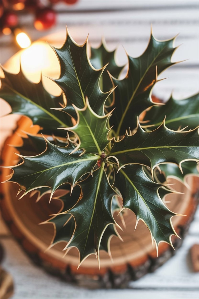 Holly evolved sharp leaf spines to prevent browsing animals from eating its foliage. Humans observed this physical defense mechanism and transferred the protective quality to magical use, hanging holly to ward against harm. The correspondence emerges from the plant's actual adaptation strategy, not arbitrary assignment.