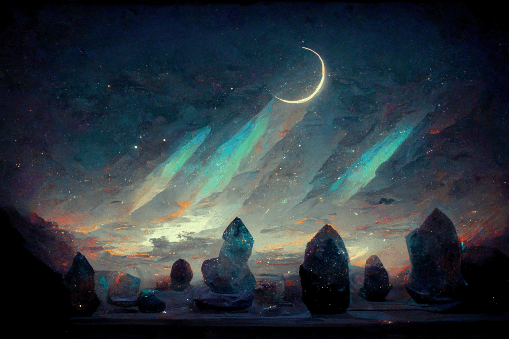 New moon crystals digital painting