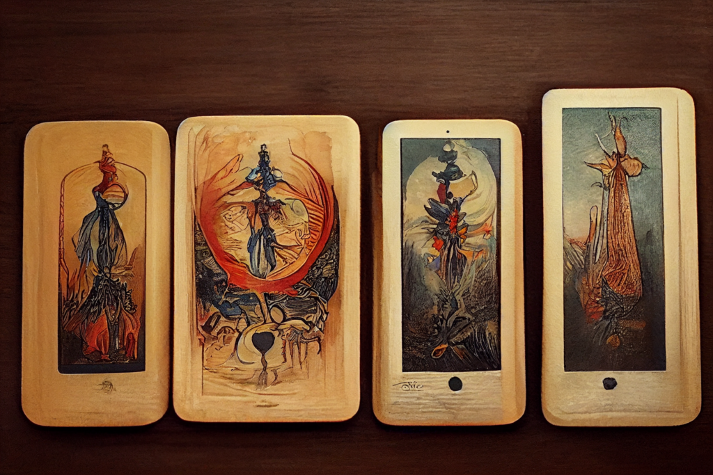 Tarot cards on a wooden table