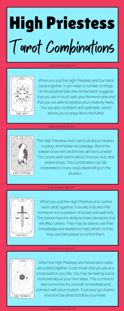 High priestess tarot combinations infographic