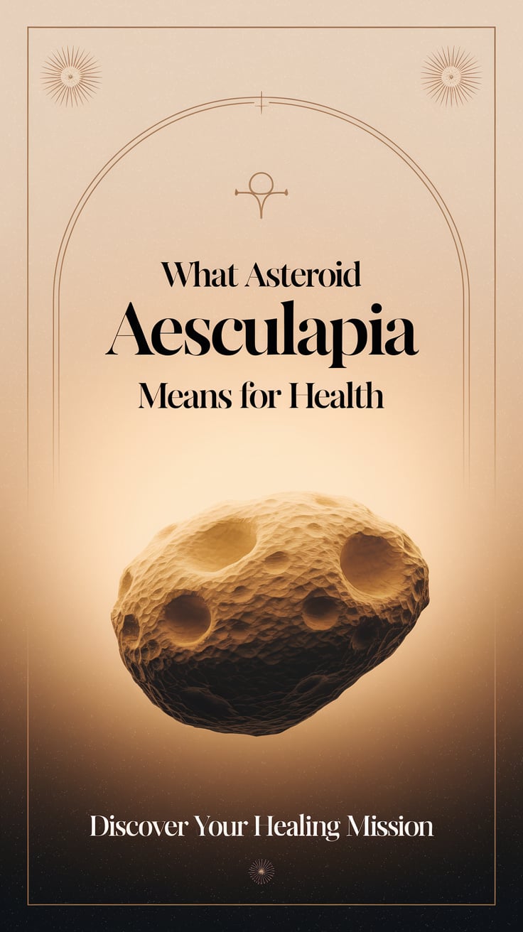 What Asteroid Aesculapia Means for Health ‘What Asteroid Aesculapia Means for Health’ — clear sans serif, center, light blush background, subtle astrology symbols; bottom caption: ‘Discover your healing mission’