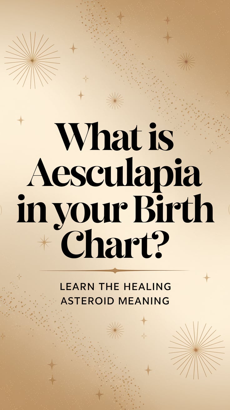 What Is Aesculapia in Your Birth Chart ‘What Is Aesculapia in Your Birth Chart?’ — bold serif font, centered, clean white background with subtle celestial symbols; bottom caption: ‘Learn the healing asteroid meaning’