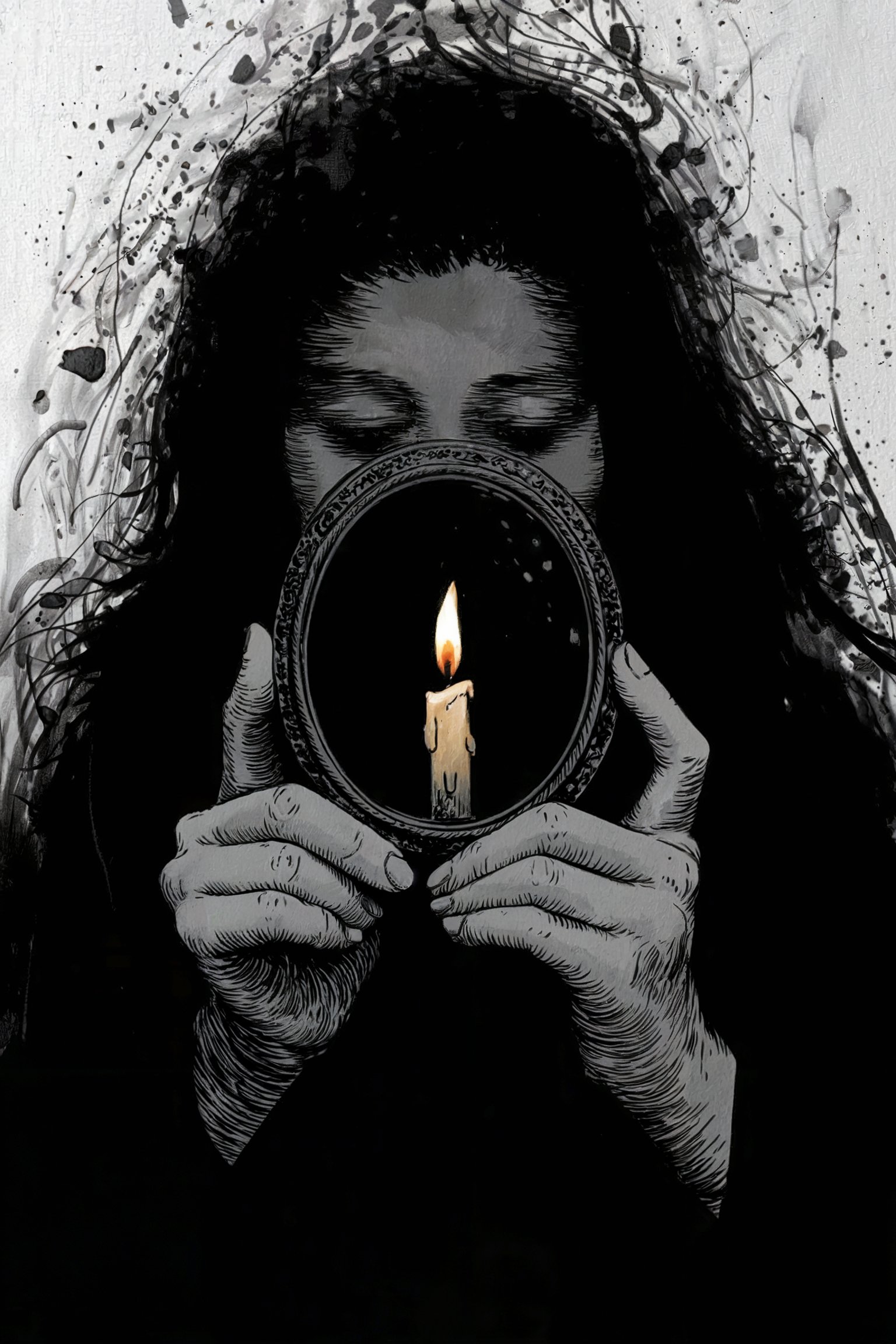 Figure holding mirror reflecting candle flame demonstrates altar principle that mirrors multiply your created light