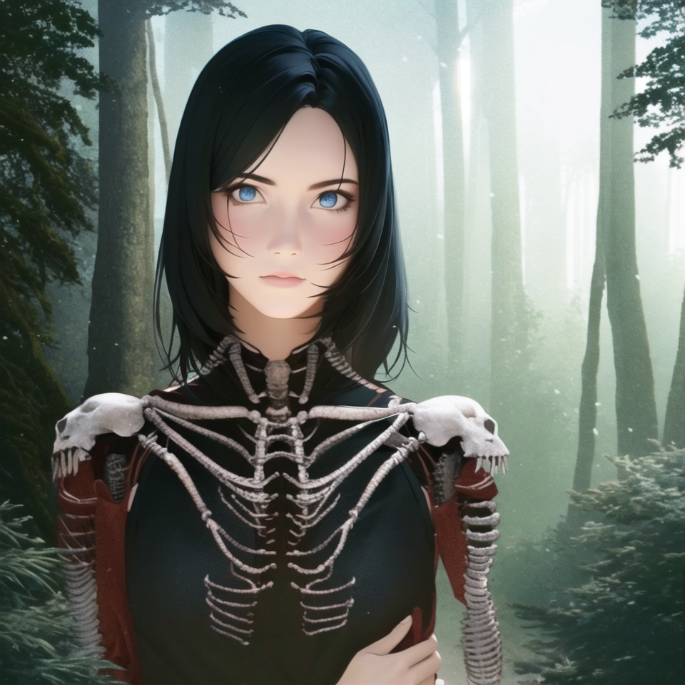 Persephone with bones and skeleton