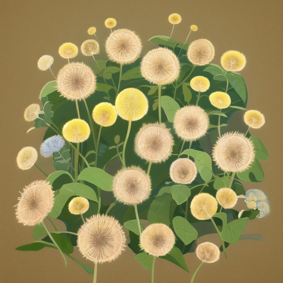 Dandelion botanical illustration, rustic aesthetic, cottagecore