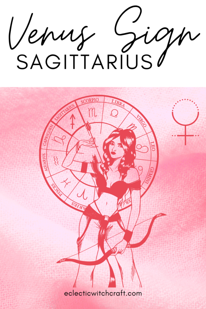 Aphrodite illustration. Venus astrological symbol. Pink soft background. Venus sign astro observations. Venus signs in astrology. Sagittarius.