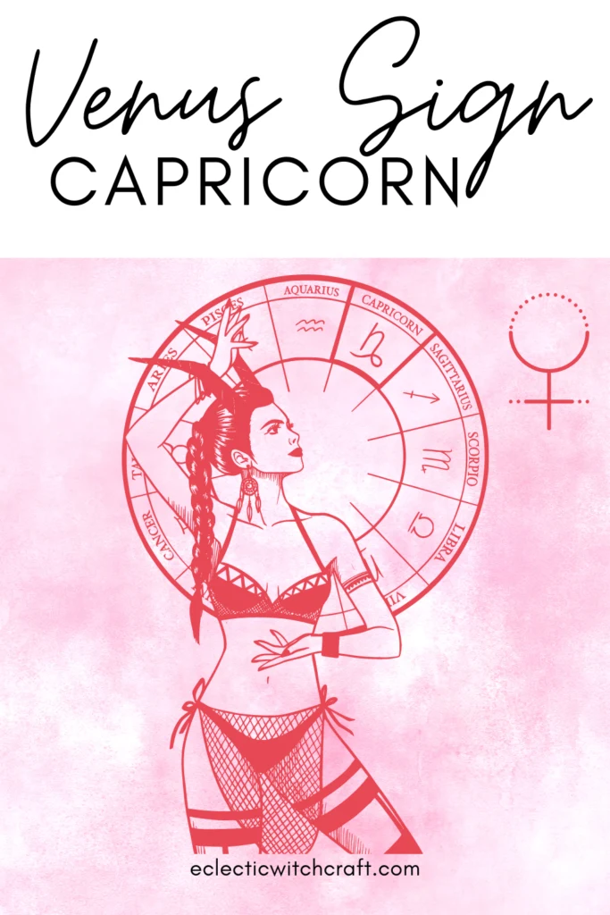 Aphrodite illustration. Venus astrological symbol. Pink soft background. Venus sign astro observations. Venus signs in astrology. capricorn.