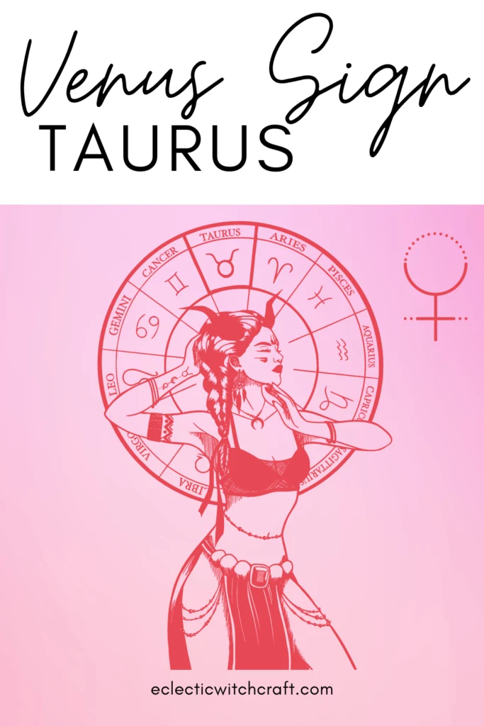 Aphrodite illustration. Venus astrological symbol. Pink soft background. Venus sign astro observations. Venus signs in astrology. Taurus.