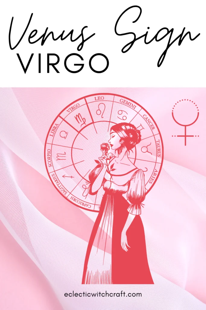 Aphrodite illustration. Venus astrological symbol. Pink soft background. Venus sign astro observations. Venus signs in astrology. Virgo.