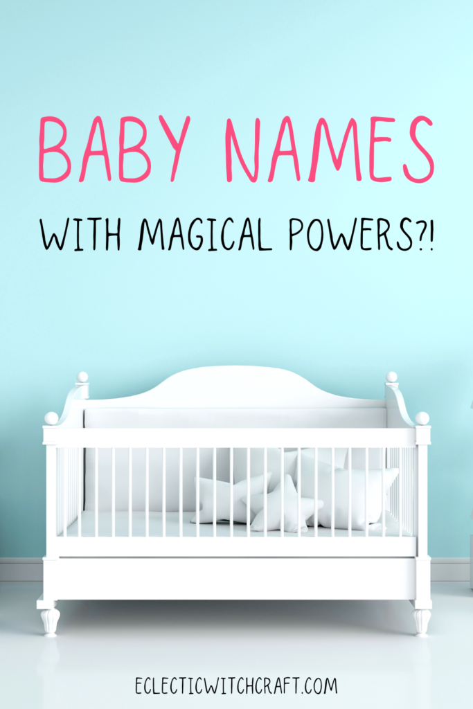 Baby crib and soft decor in baby blue nursery bedroom, money correspondence magick and baby names
