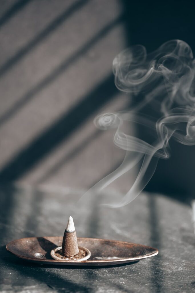 white smoke on brown wooden table